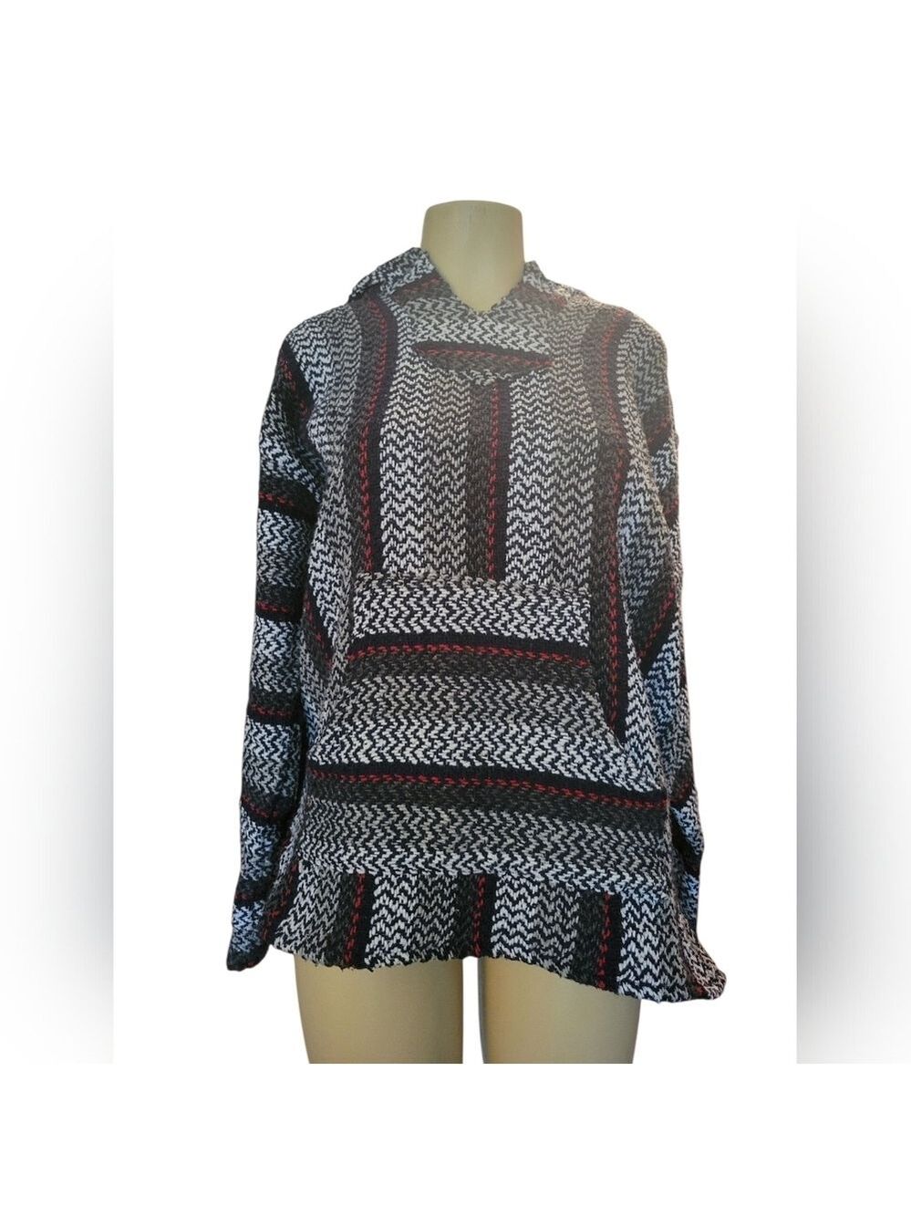 BAJA JOE Hooded Poncho Made In Mexico  Medium Aztec Western Tribal
